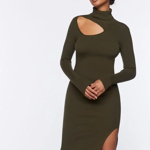 Forever 21 Dresses Cutout Turtleneck Sweater Dress Poshmark